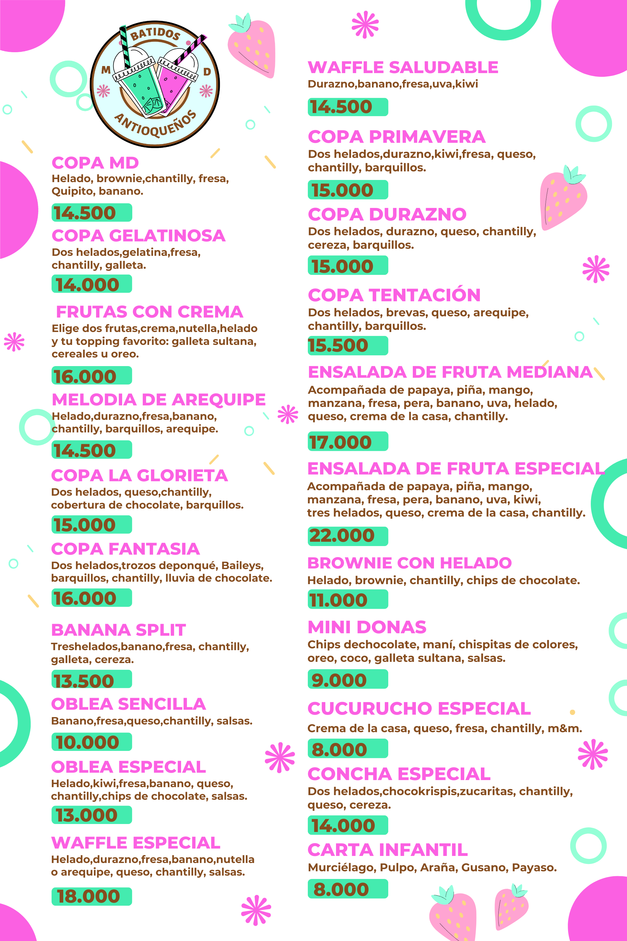 Carta del local - página 1